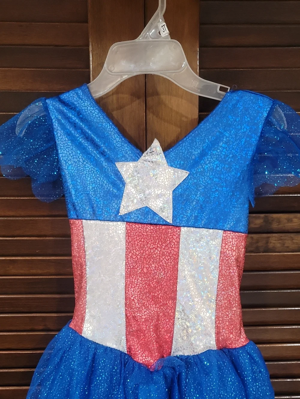 Marvel Blue and Red Glitter Superhero Dress with Silver Star